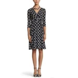 2/$30 White House Black Market Geometric Print Faux Wrap Dress 2 #A0040